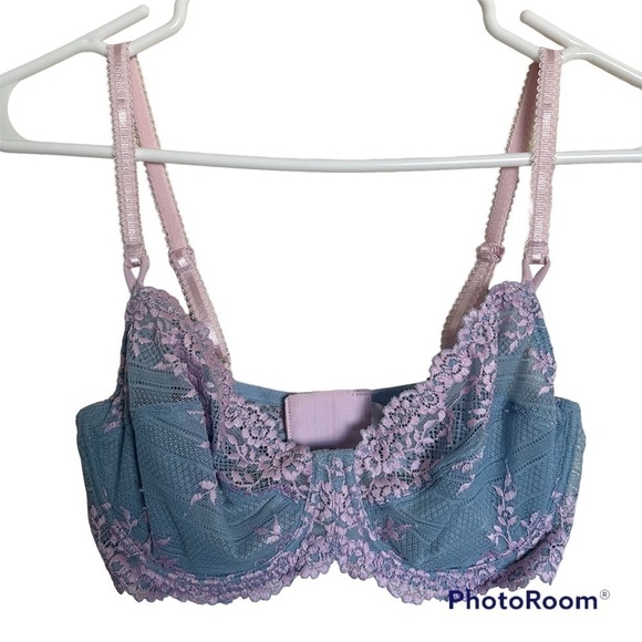 Wacoal Embroidery Floral Lace Underwire Grey Pink Bra - Picture 1 of 12
